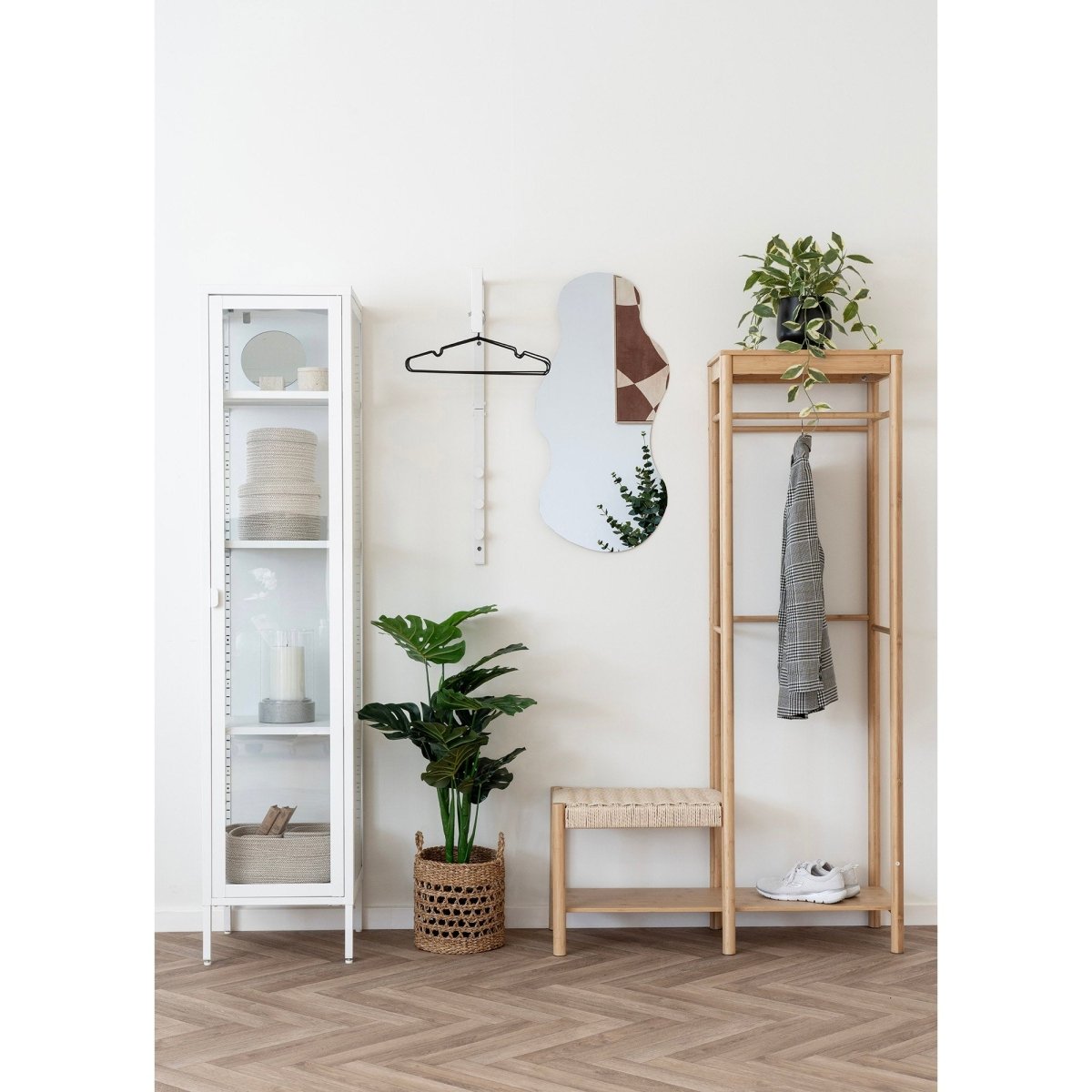 Brisbane smalt vitrineskap 1 glassdør hvit stål 40x35x180 cm - bilde 7