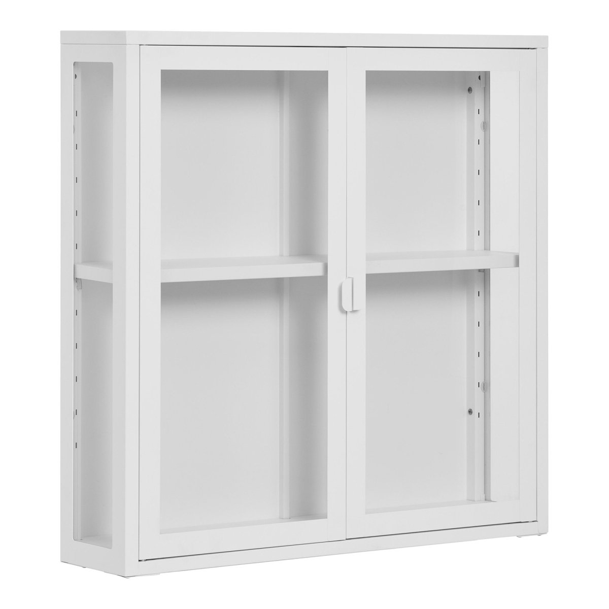 Brisbane vegghengt vitrineskap 2 glassdører hvit stål 80x18x80 cm - bilde 2