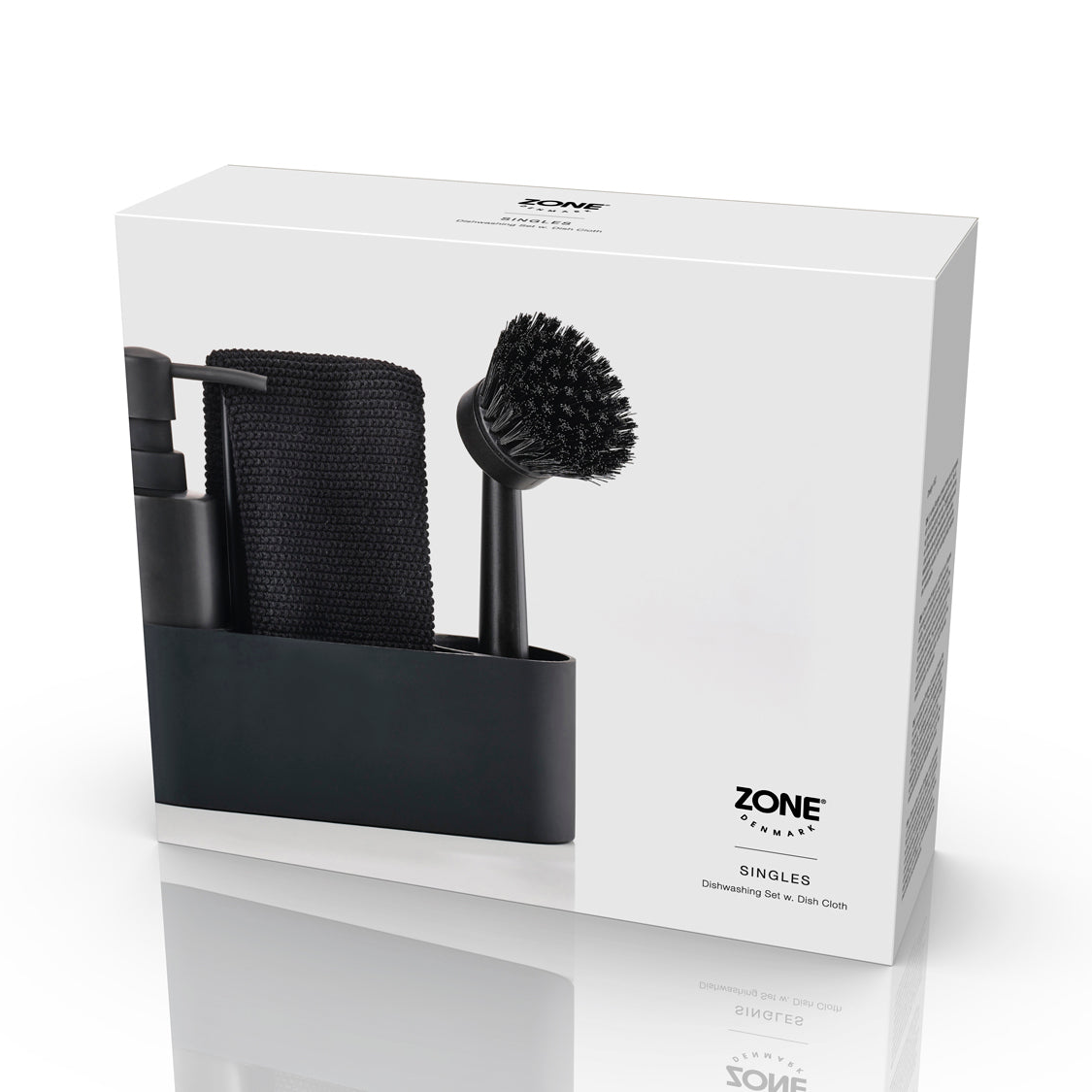 Zone Denmark Singles oppvasksett sort vist i original emballasje