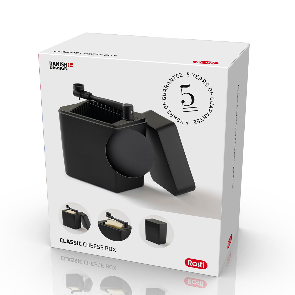Rosti Osteboks Classic svart med integrert osteskjærer med 5 års garanti