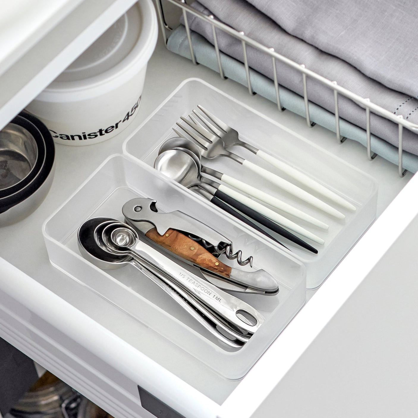 Store oppbevaringsbokser i gjennomsiktig plast, sett med 2.