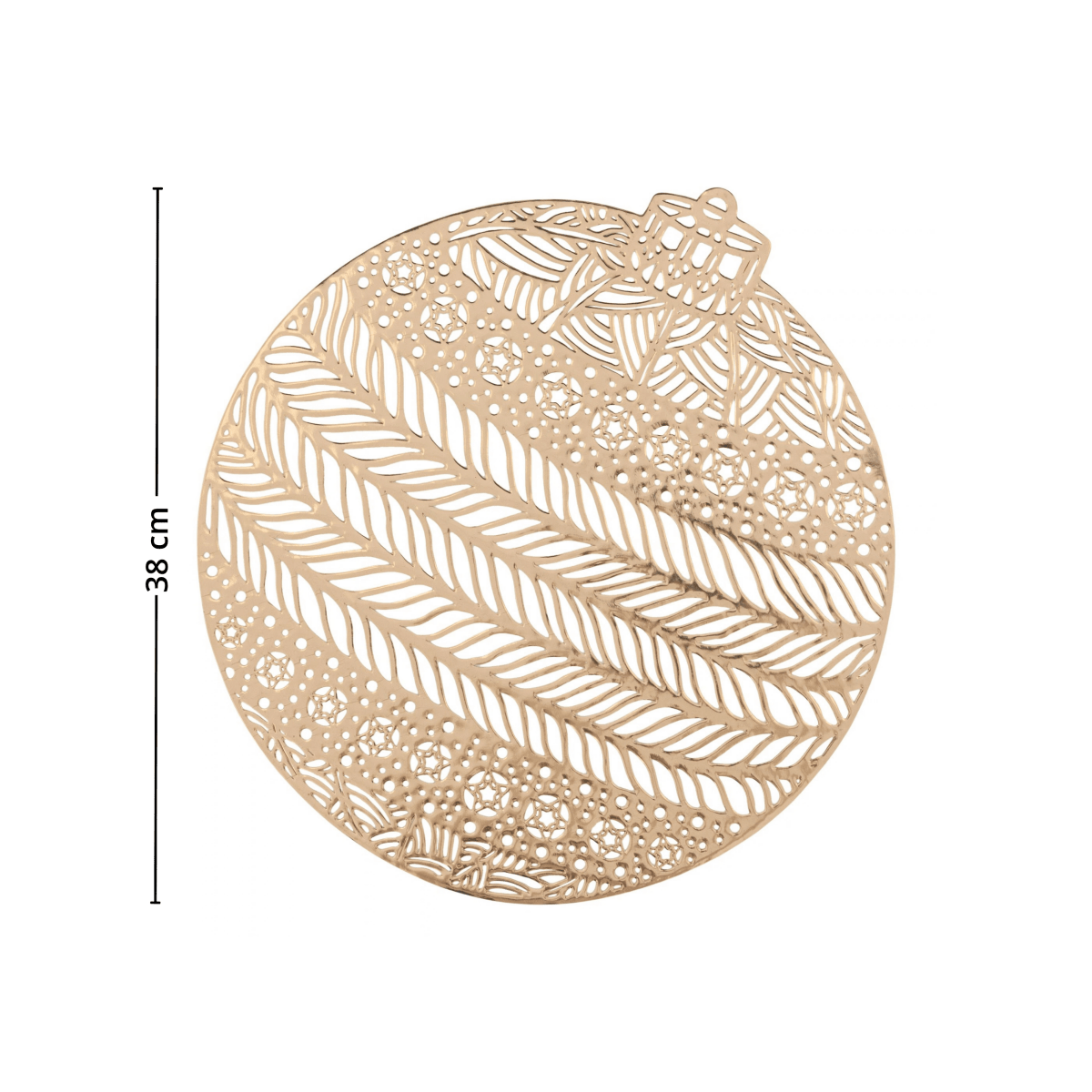 Bordbrikke julekule gull diameter 38 cm - Lindas Dekor Bordbrikke