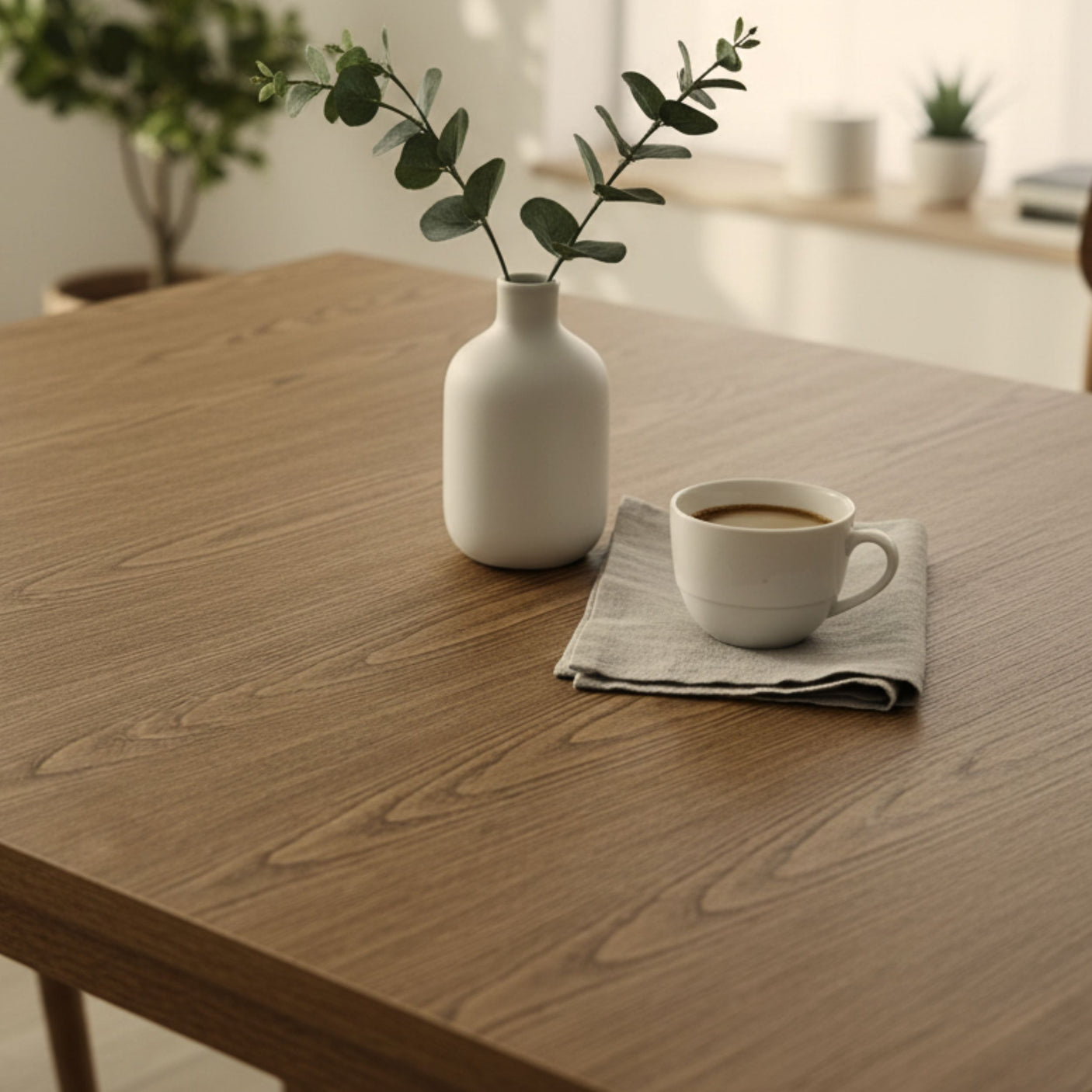 Trelook benkefolie i mørk eik – vaskbar og slitesterk kontaktplast til bord og kjøkkenbenk