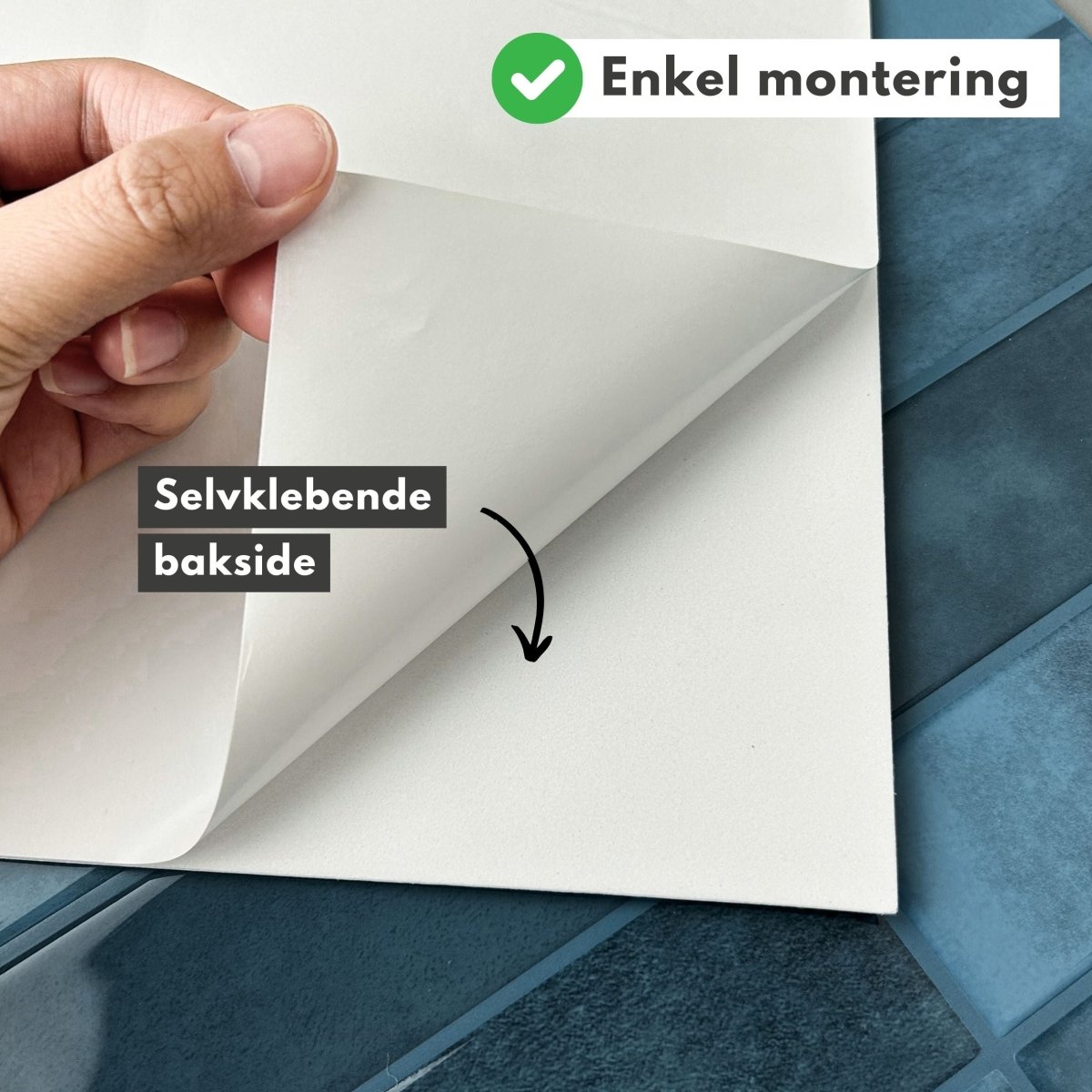 10 - pk Adelina blå selvklebende veggfliser - Lindas Dekor