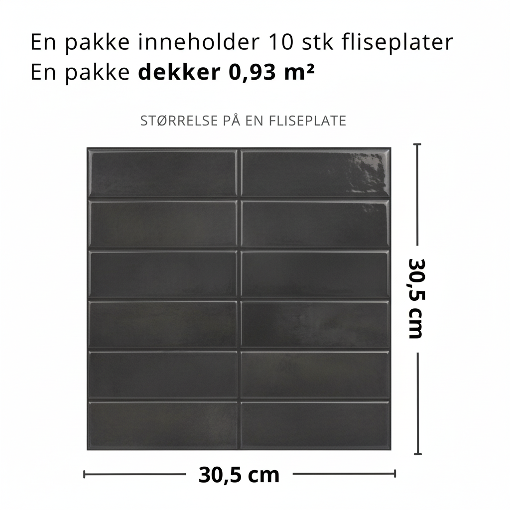 Adelina antrasitt silkematt selvklebende veggfliser