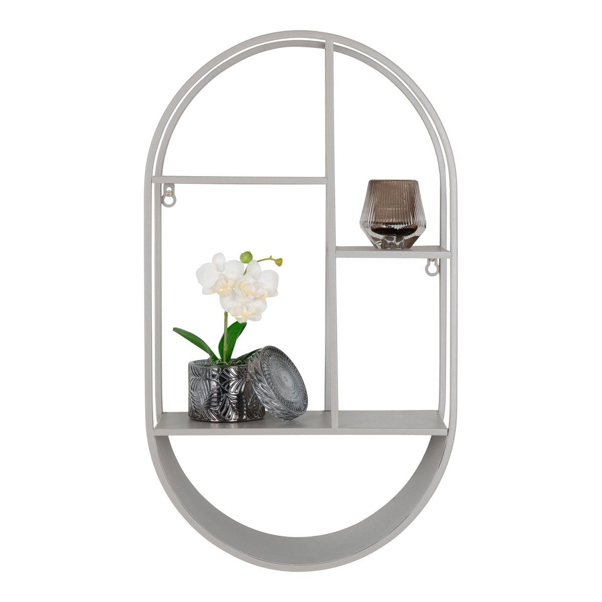Feira vegghylle oval stål kjølig grå 35 x 15 x 60 cm - Lindas Dekor