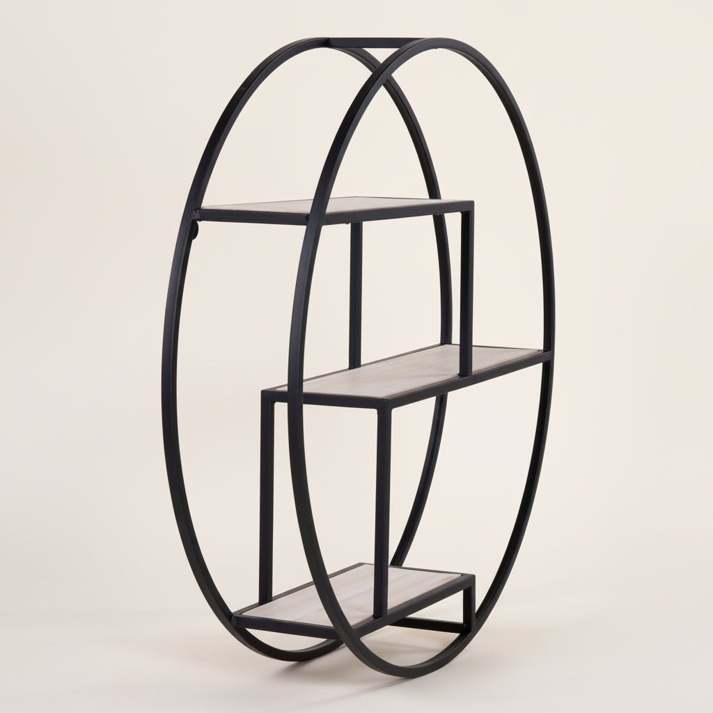 Rotterdam vegghylle trehyller sort ramme 62 x 14 cm - Lindas Dekor