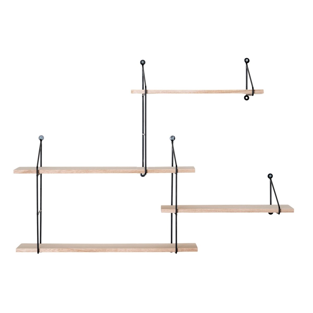 Harlem vegghylle sort metall og natur tre 99 cm - Lindas Dekor