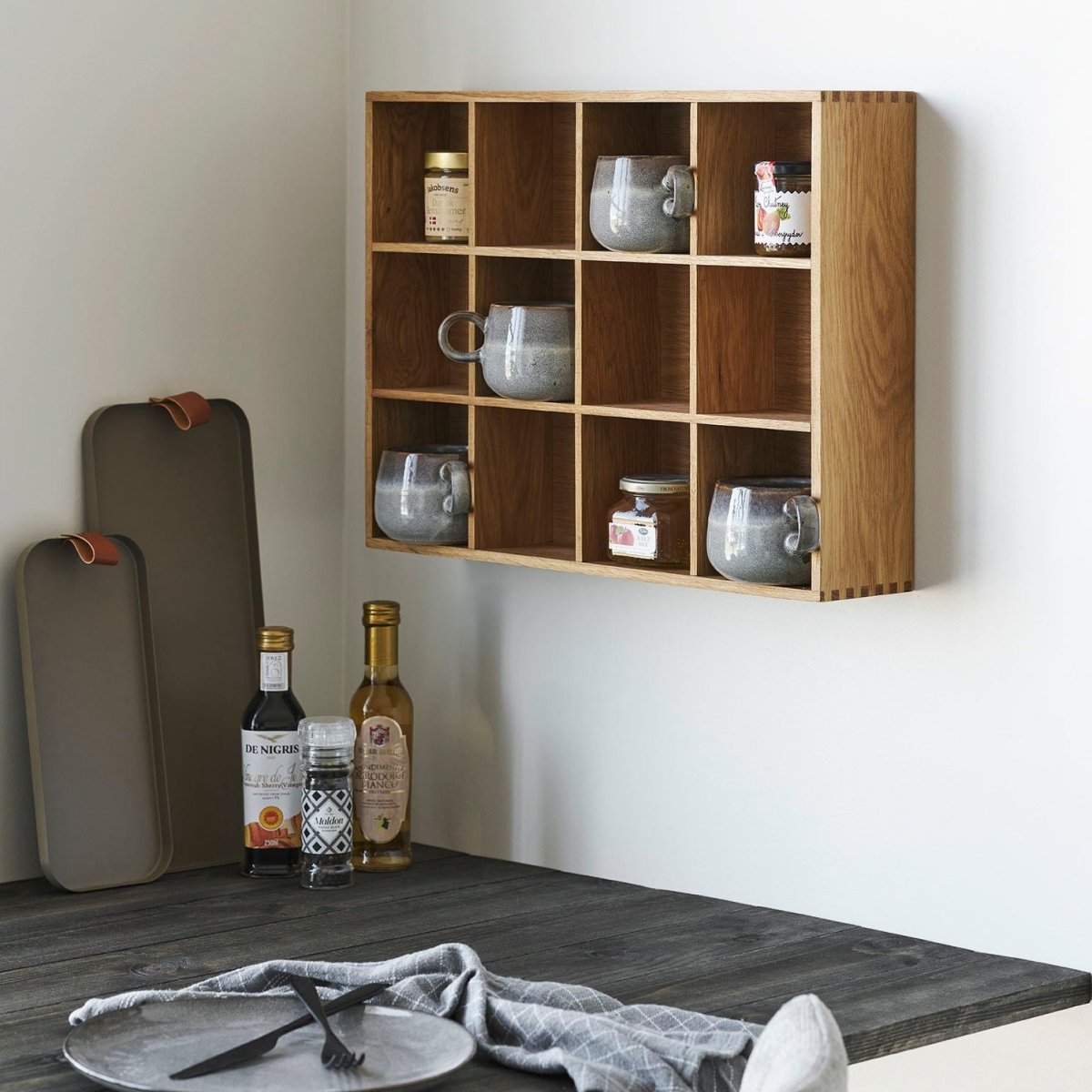 Soria vegghylle eik og eikefiner natur 39 x 11 x 51 cm - Lindas Dekor