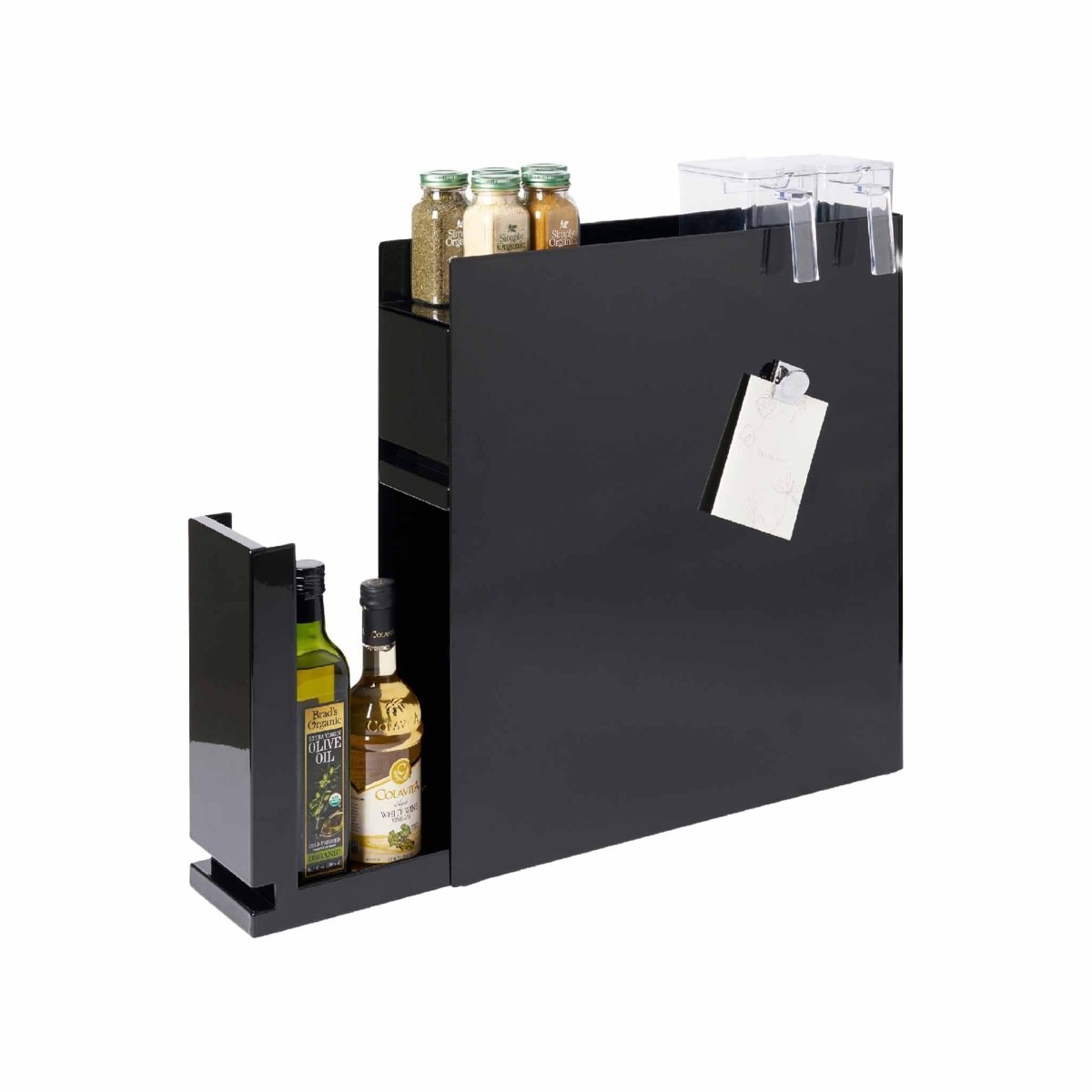 Skyvbar krydderhylle sort magnetisk 50 x 52,5 cm - Lindas Dekor