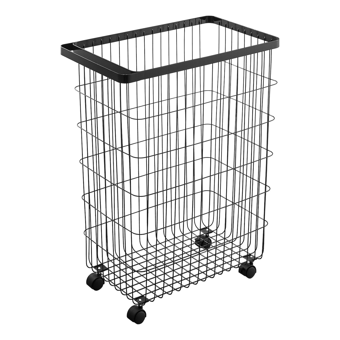 Mobil skittentøyskurv med fire hjul.