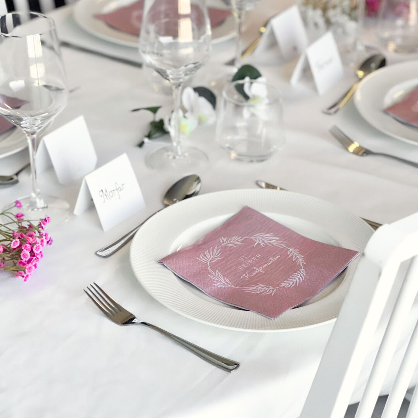 Servietter til konfirmasjon, gammel-rosa 20-pk