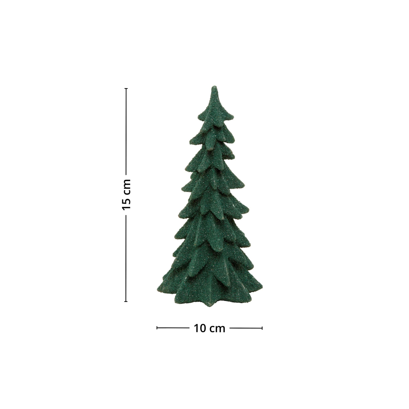 Dekor juletre liten størrelse – klassisk grønt tre med glittereffekt