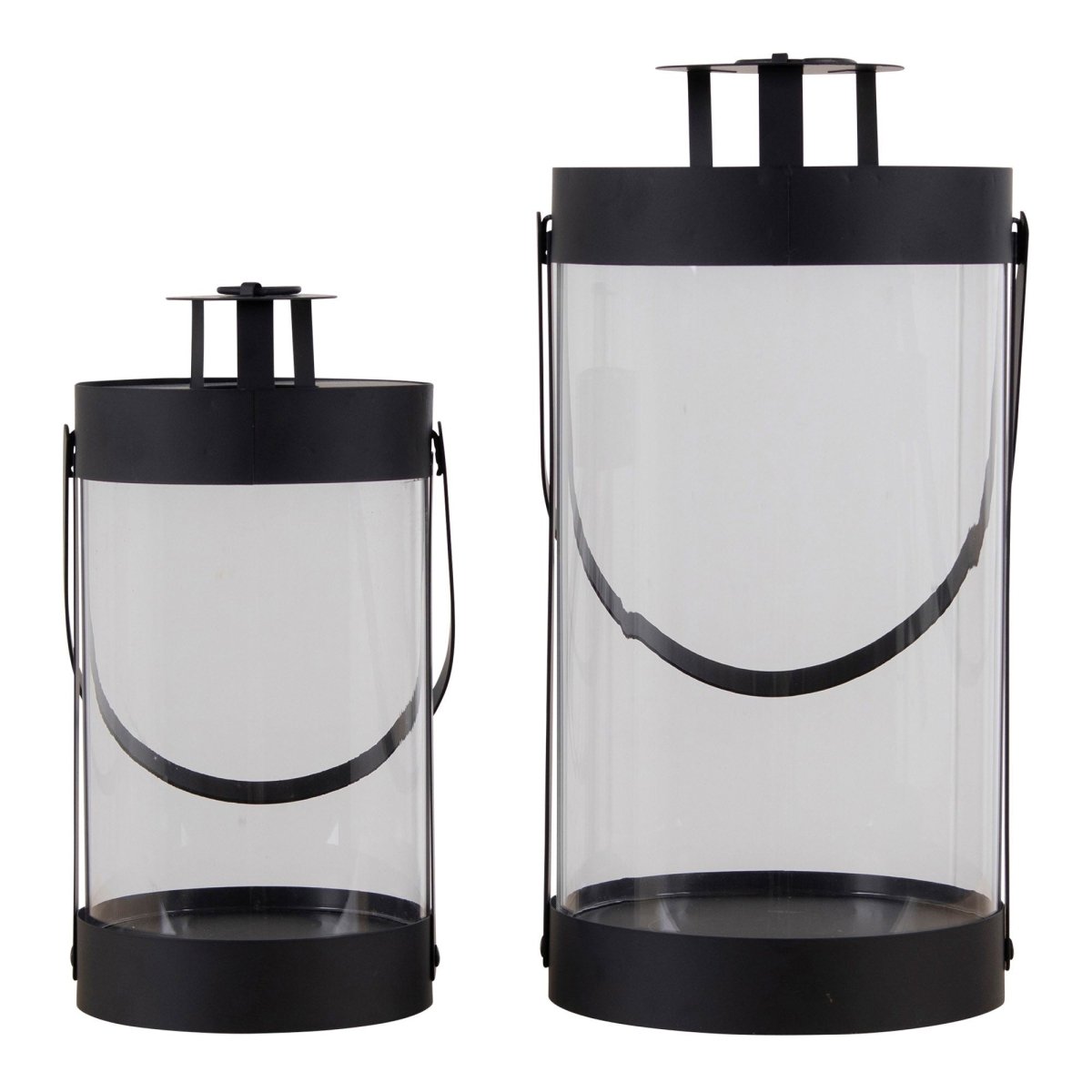 2 - pk Bondi lanterne glass og metall sort - Lindas Dekor