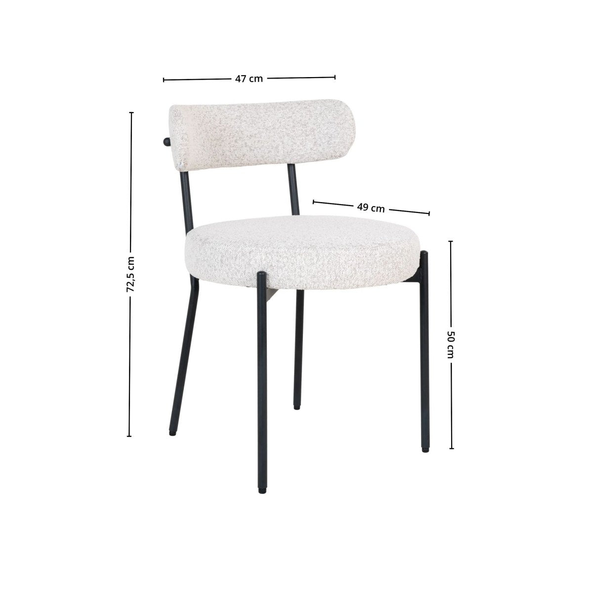 2 - pk Badalona spisestol hvit - Lindas Dekor