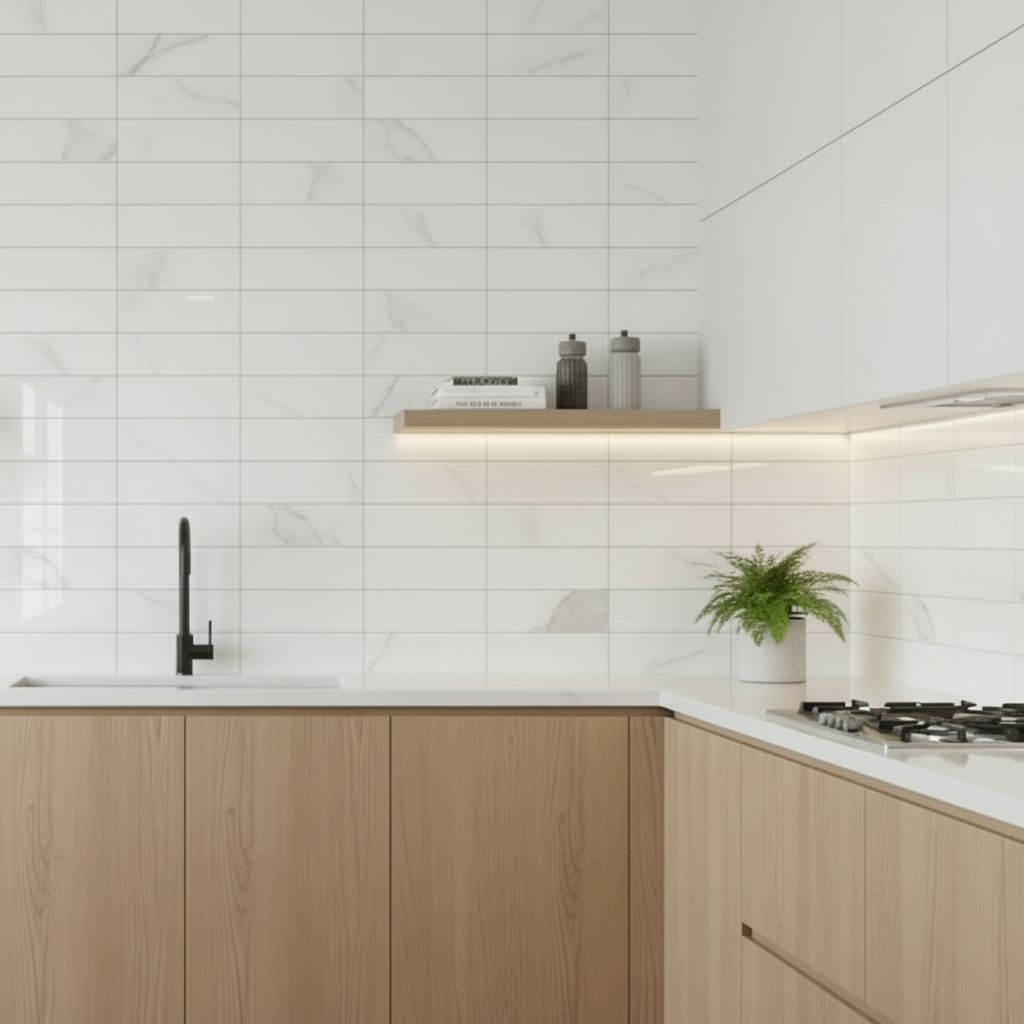 Amalie hvit selvklebende veggfliser