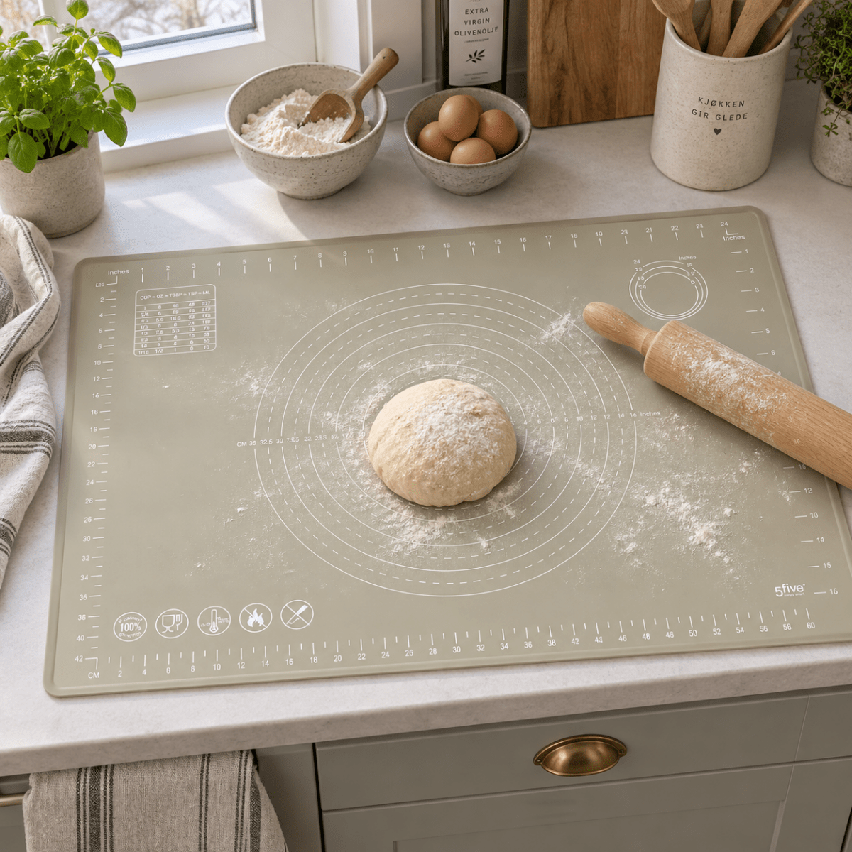 Bakematte i silikon grønn 69,8 x 49,7 cm - Lindas Dekor Bakematte