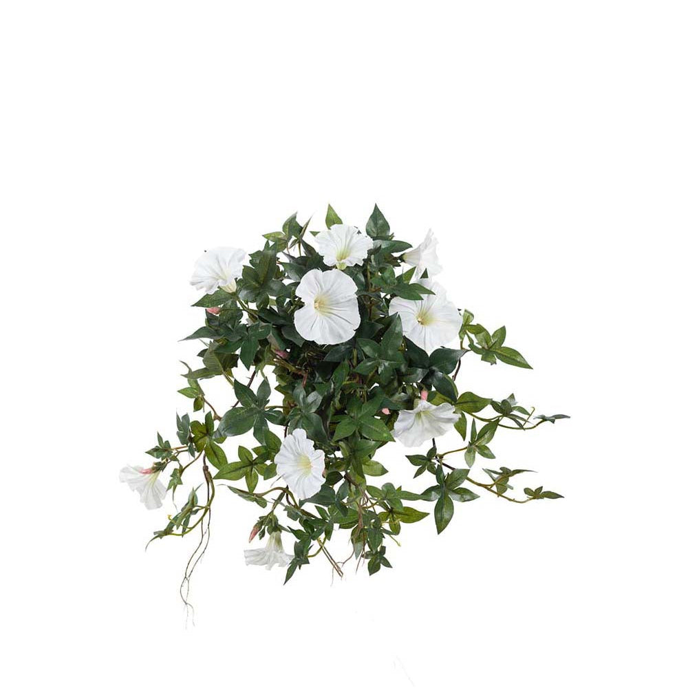 Kunstig eføy med hvite blomster, frodig og hengende stil, perfekt til potter og dekor både inne og ute.