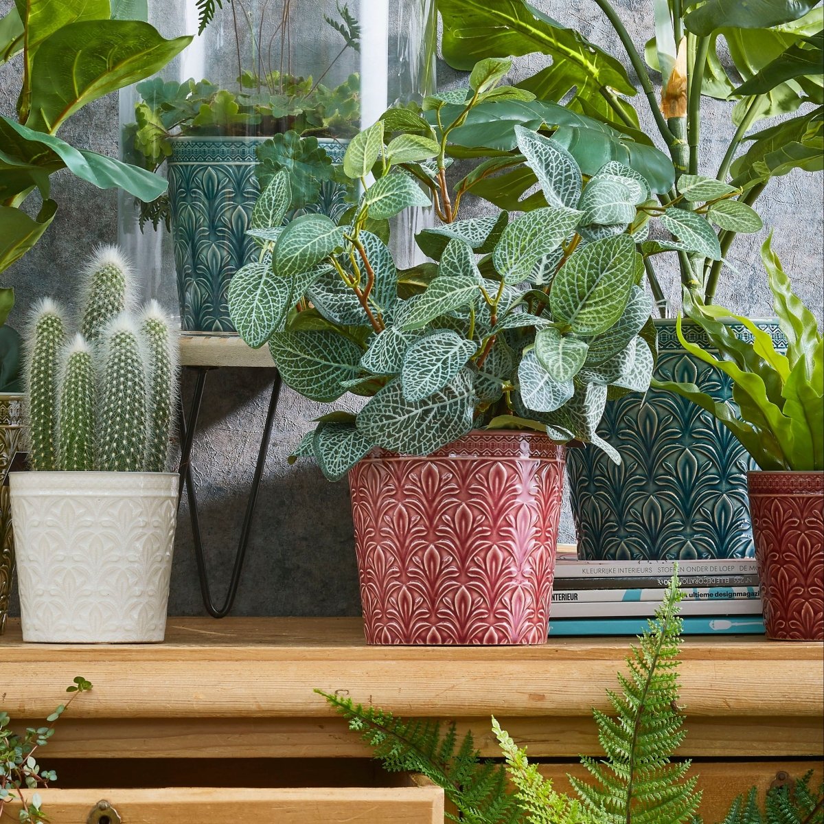 Pilea kunstig plante grønn med potte 30 cm - Lindas Dekor