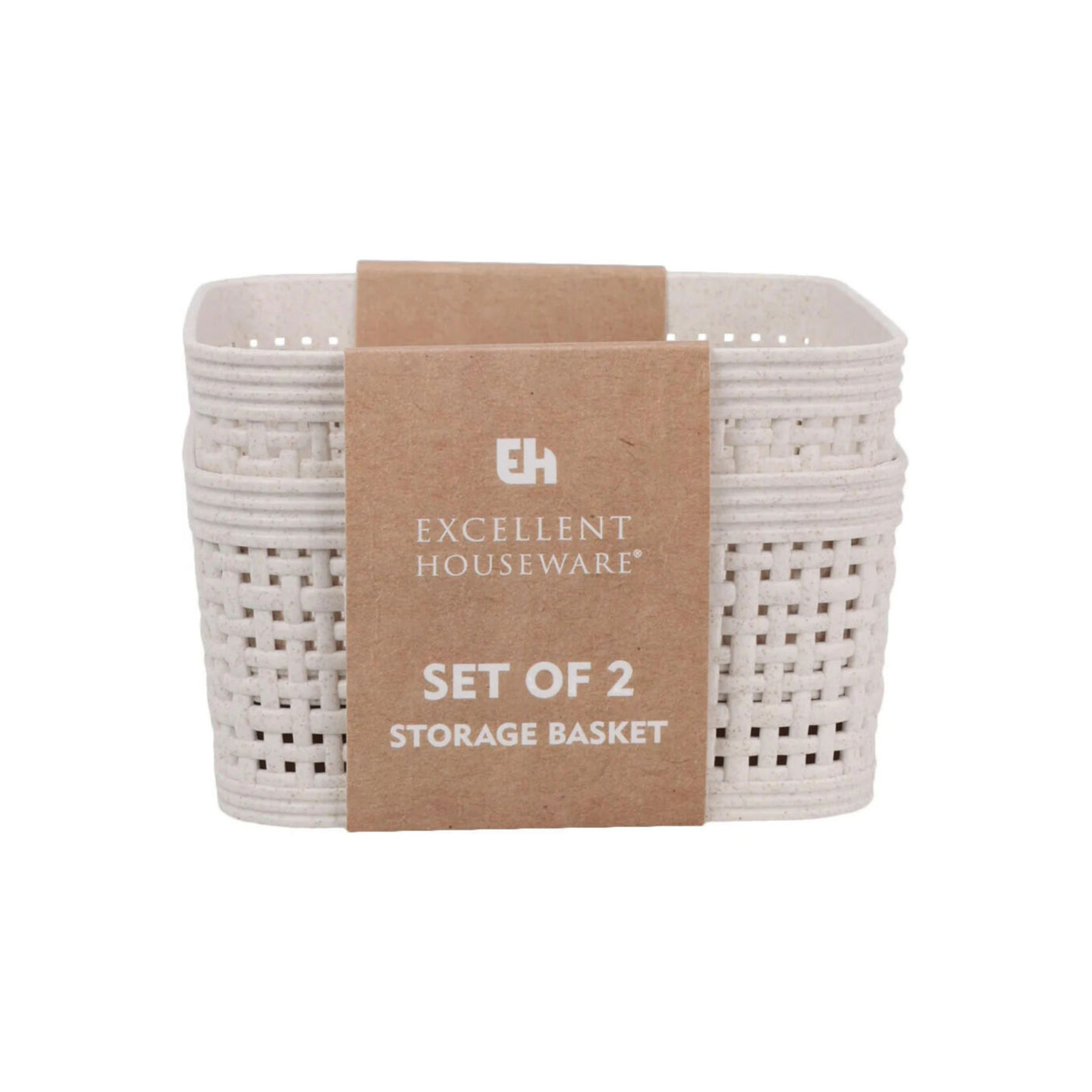 2-pk Oppbevaringskurv sandfarget 12 x 12 cm