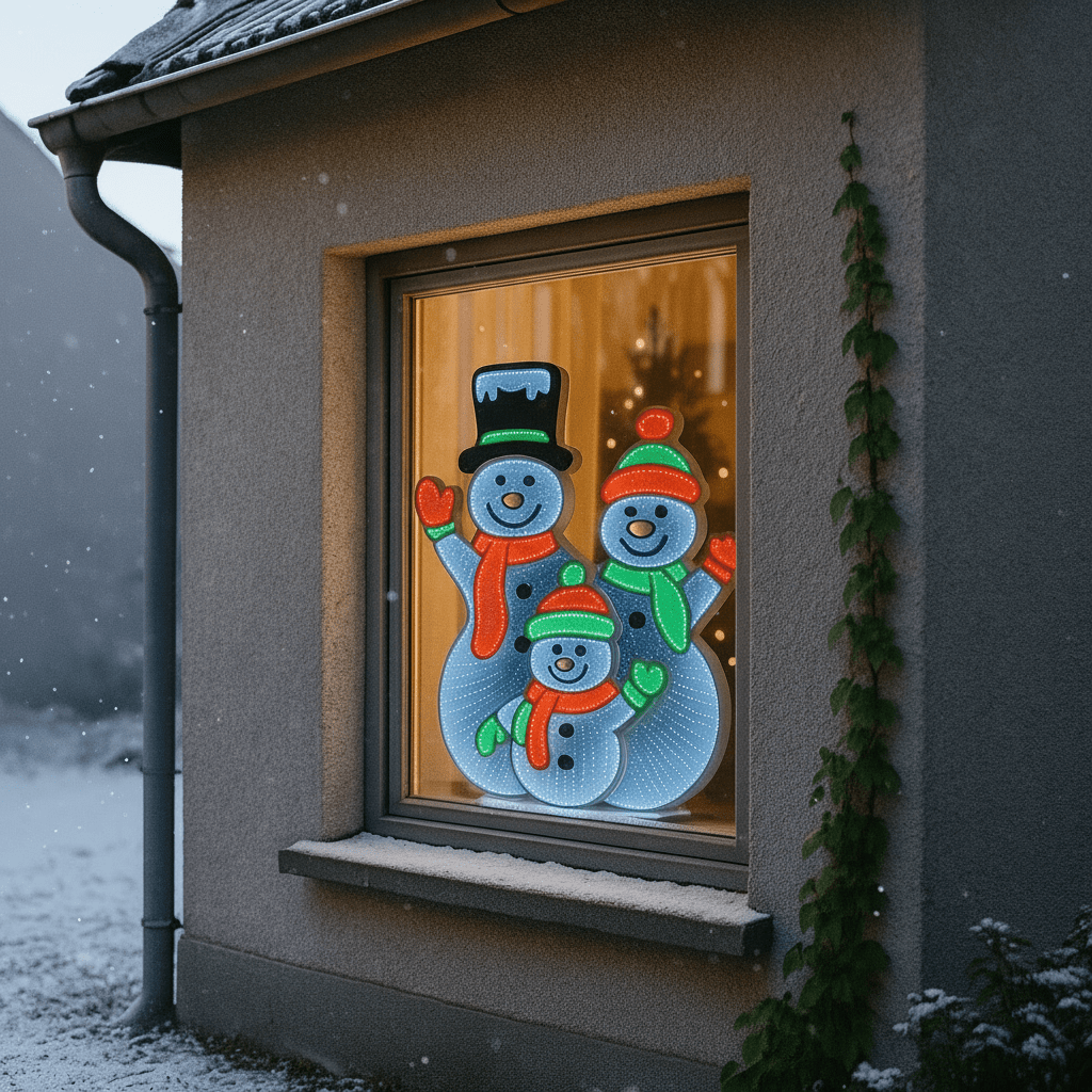 Snömän LED-lysskilt dubbelsidigt 66 cm - Lindas Dekor