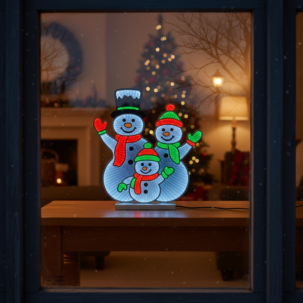 Snømenn lysskilt tosidig 66 cm