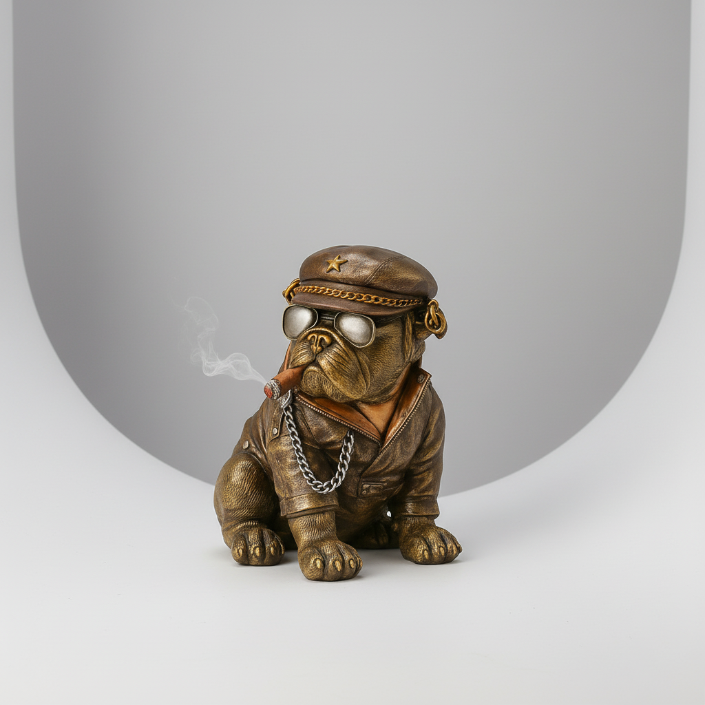 Bulldog med sigar dekorfigur