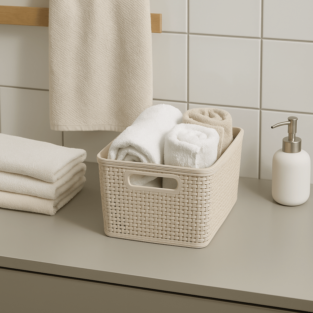 2 - pk Oppbevaringskurv sandfarget 25 x 19 x 10 cm - Lindas Dekor