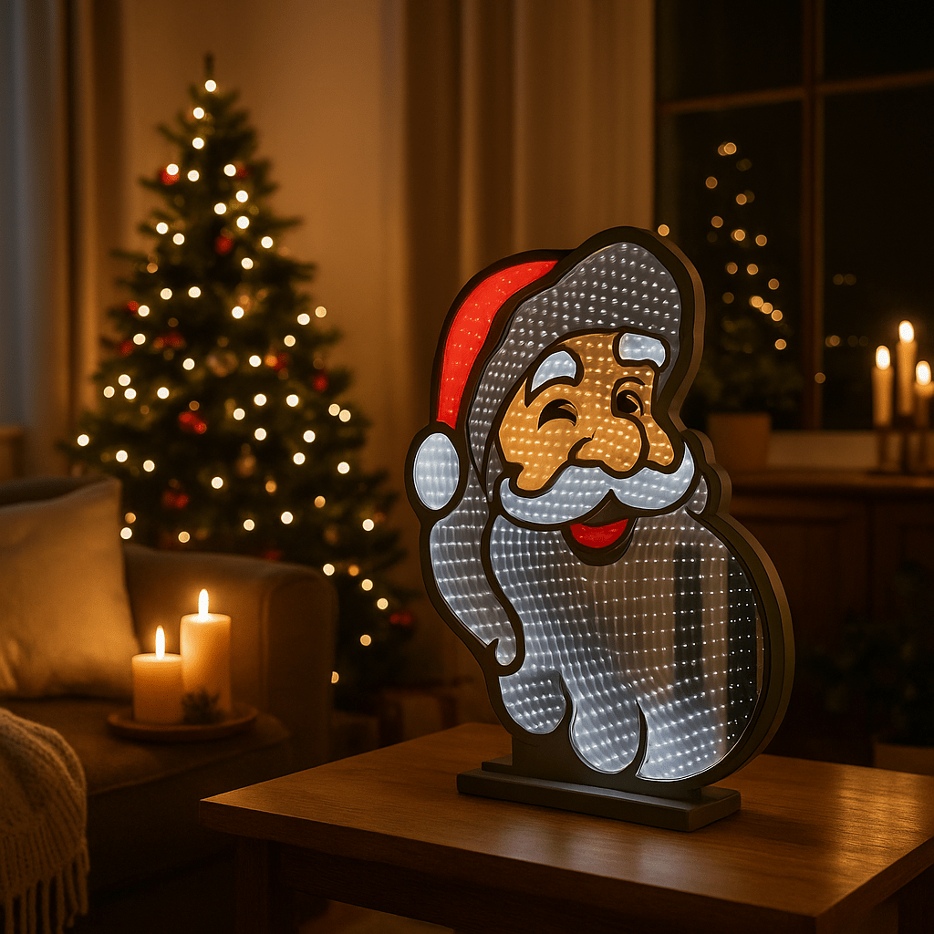 Julenissen dobbelsidet LED-lysskilt 69 cm – Lindas Dekor