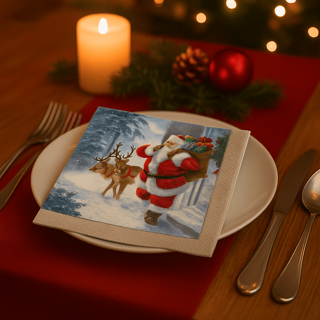 20 - pk Servietter "Santa is coming" - Lindas Dekor