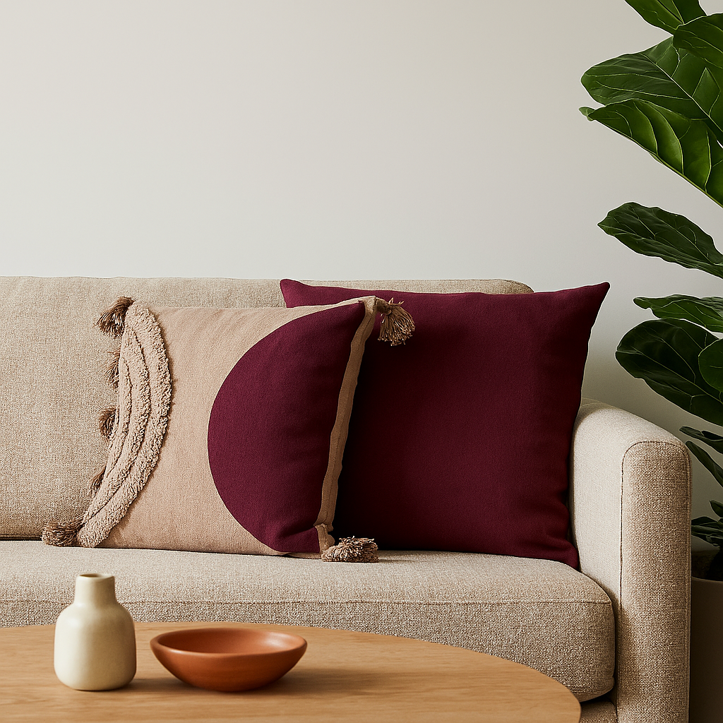 Putetrekk lin bomull lilla 45 x 45 cm