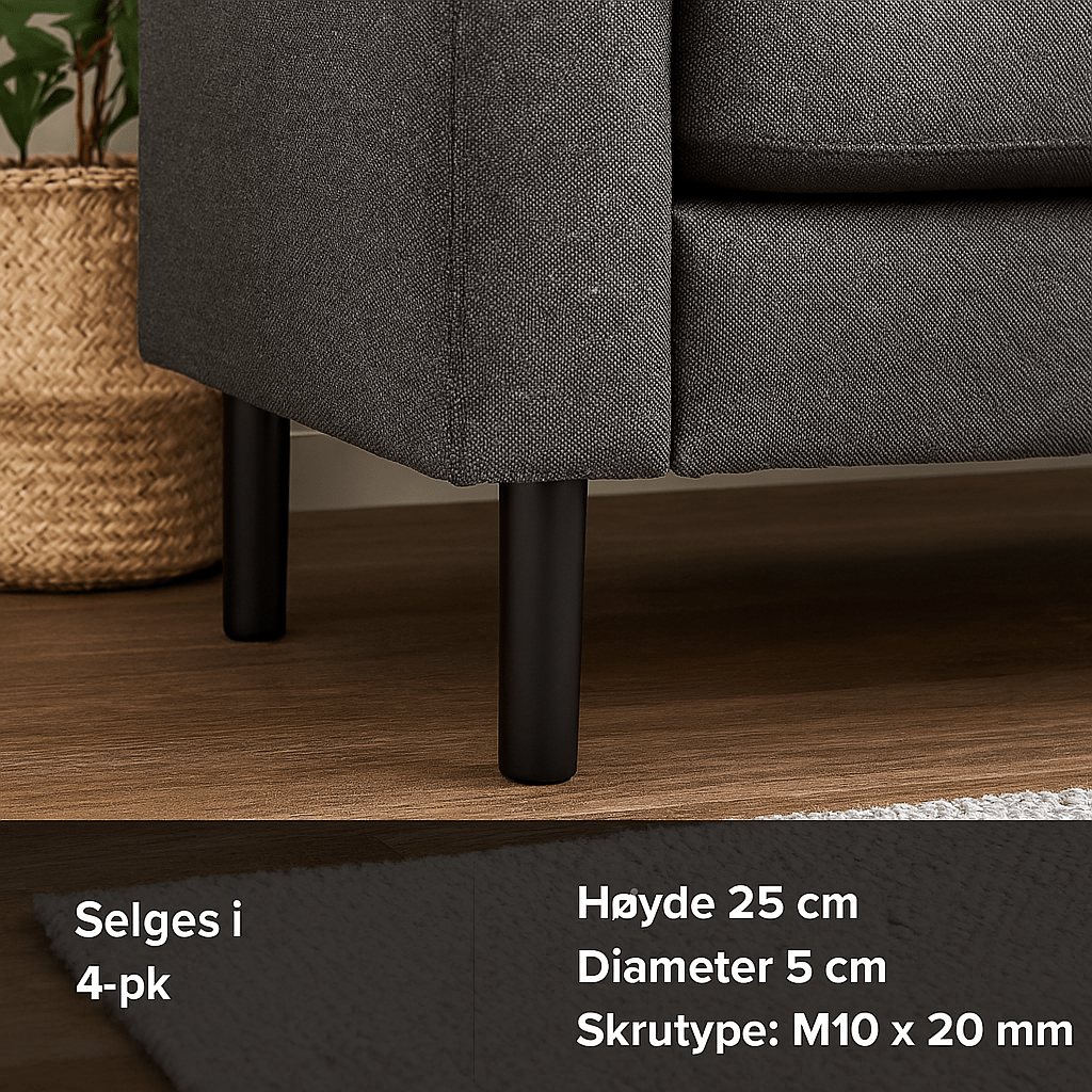 Klassisk møbelben, sort tre - Lindas Dekor