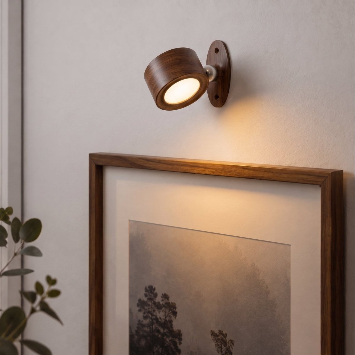 Oppladbar LED-vegglampe treverk med touch-dimming 9,2 cm - Lindas Dekor Vegglampe