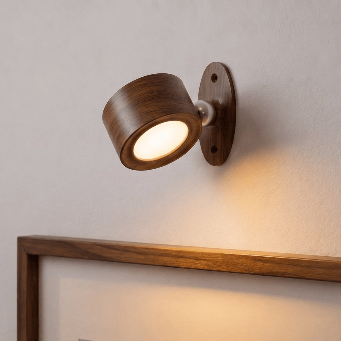Oppladbar LED-vegglampe treverk med touch-dimming 9,2 cm - Lindas Dekor Vegglampe