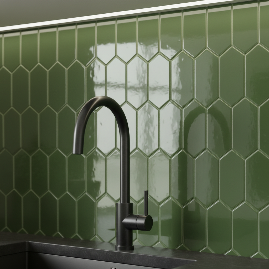 10-pk Alexandra grønn selvklebende veggfliser