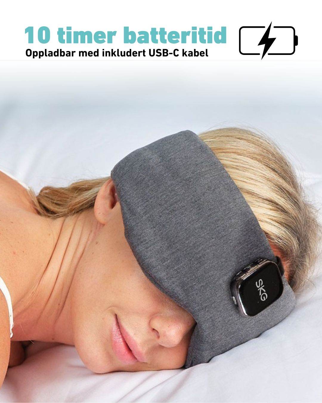 SKG Restore Pro sovemaske med oppladbart batteri via USB-C – opptil 10 timer bruk