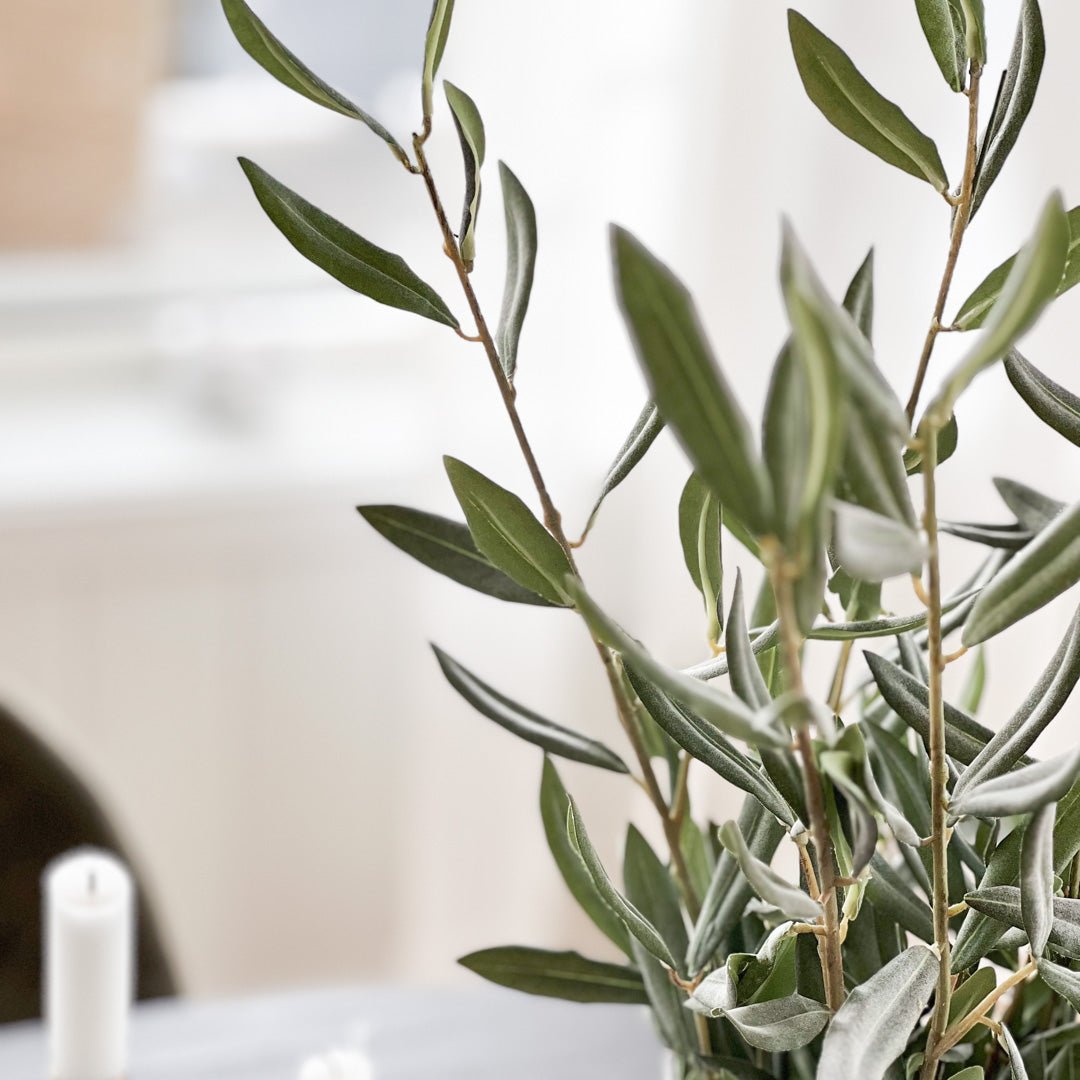 Naturtro olivenkvist i grønn farge til vase og borddekor