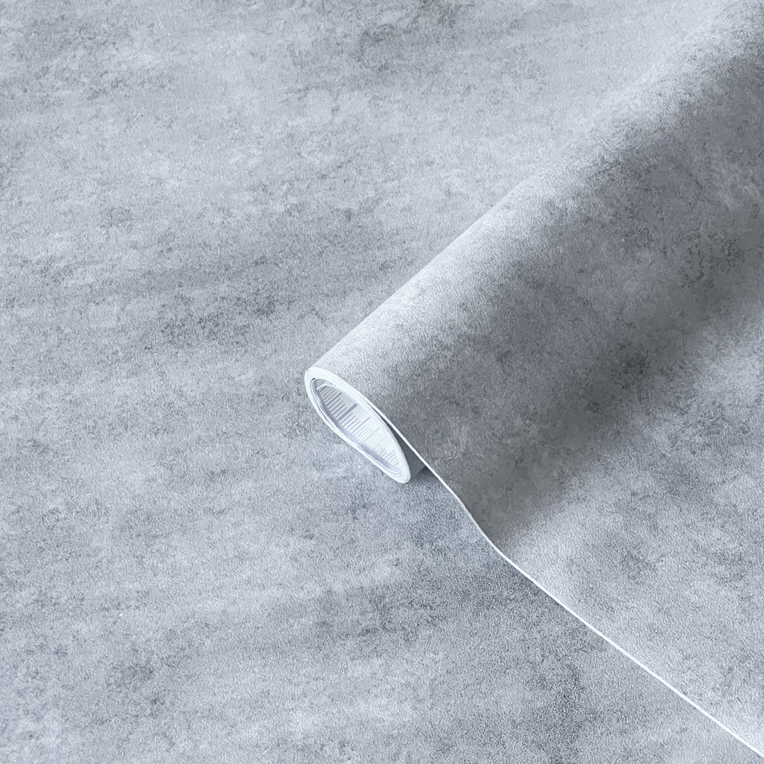 Betonggrå kontaktplast på baderomsmøbel - moderne betongimitasjon for kjøkken og bad