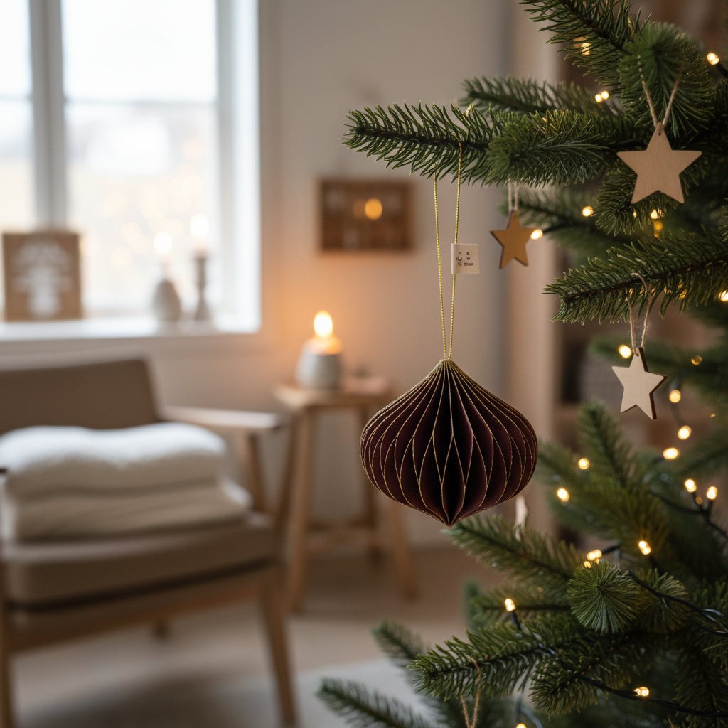 Julekule lilla løkform papir 8 cm