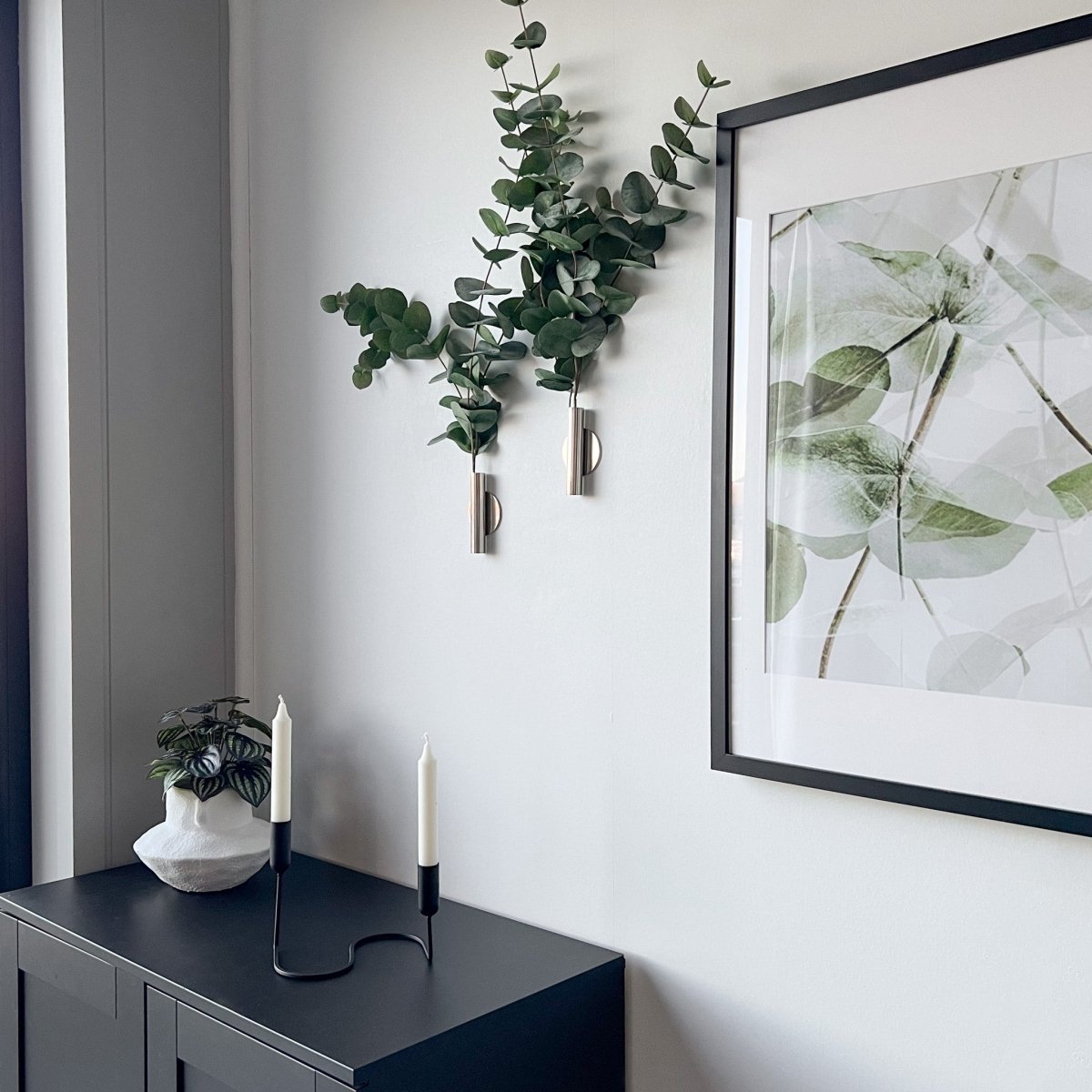 Eucalyptus & Manhattan veggvase, sølv - Lindas Dekor