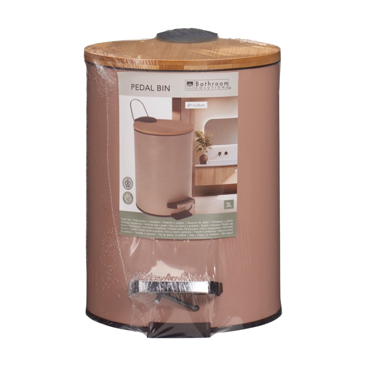 Søppelbøtte 3 liter metall/bambus beige - Lindas Dekor