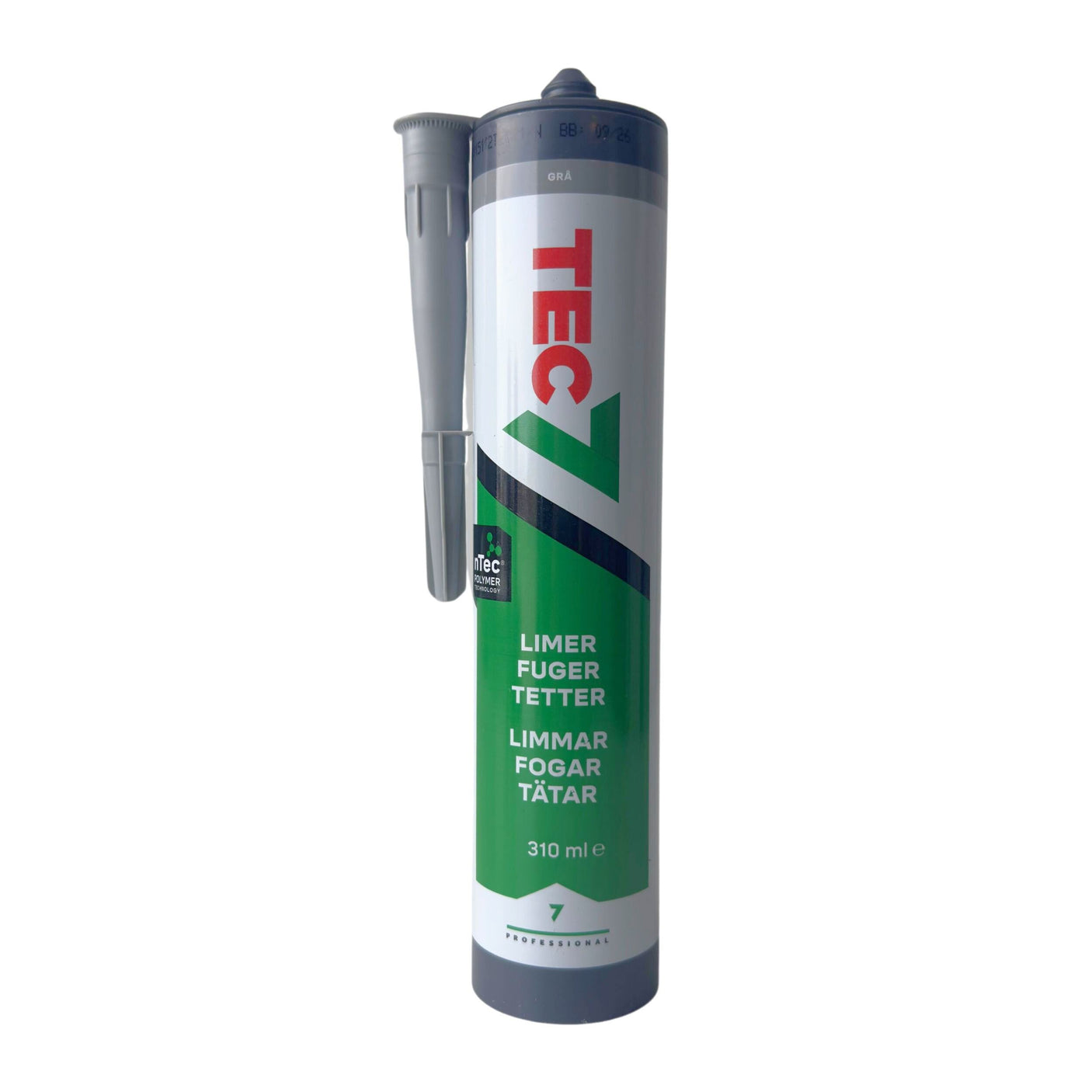 Grå TEC7 fugemasse til betong, mur og flislagte overflater.