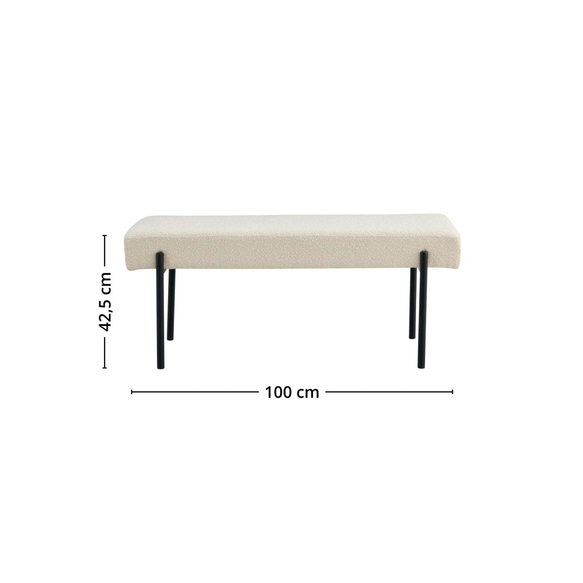 Swindon benk bouclé hvit 100 cm - Lindas Dekor
