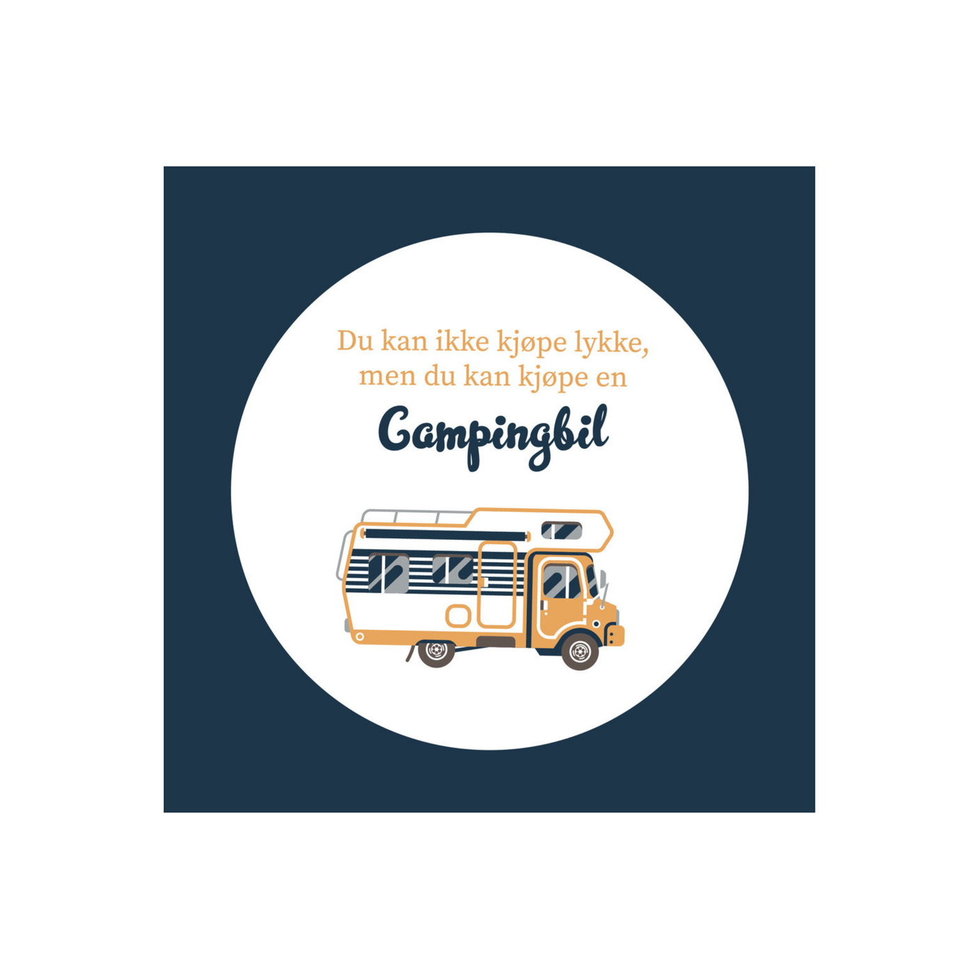 Dekorativ serviett med campingbil og humoristisk tekst – flott detalj til borddekking for campingtur, bobilferie eller sommerfest.