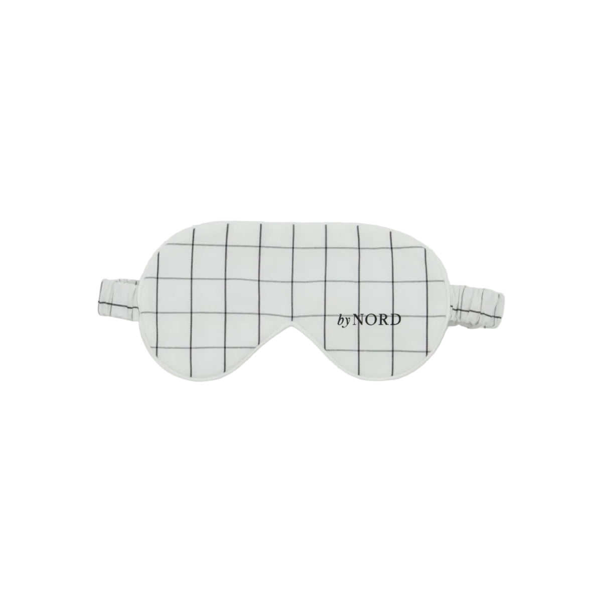 Sovmask med ruter och elastisk rem.