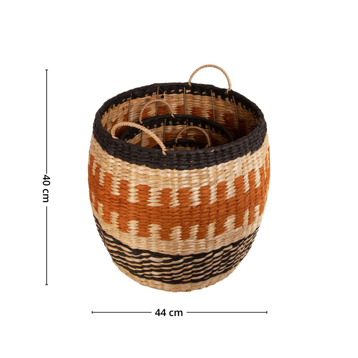 Flettet kurvsett i sjøgress i ulike størrelser, ideelt for organisering og interiør.