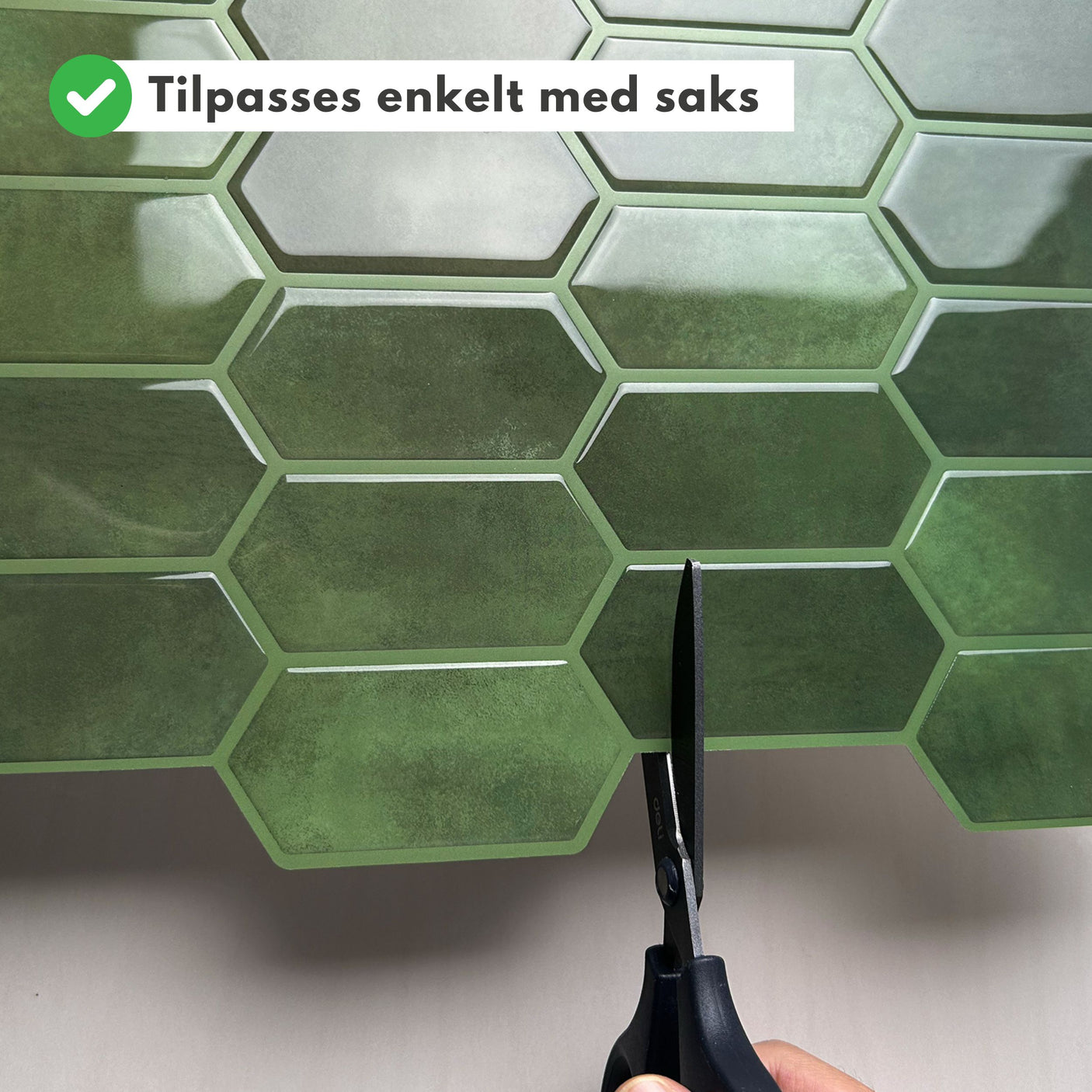 10-pk Alexandra grønn selvklebende veggfliser