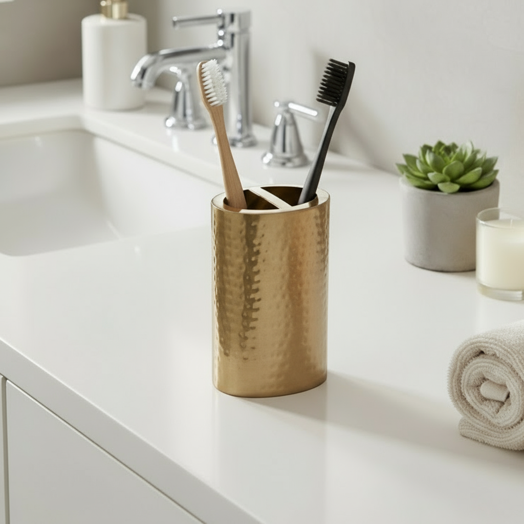 Halvor Bakke Lutz tannbørsteholder i bronsefarget metall