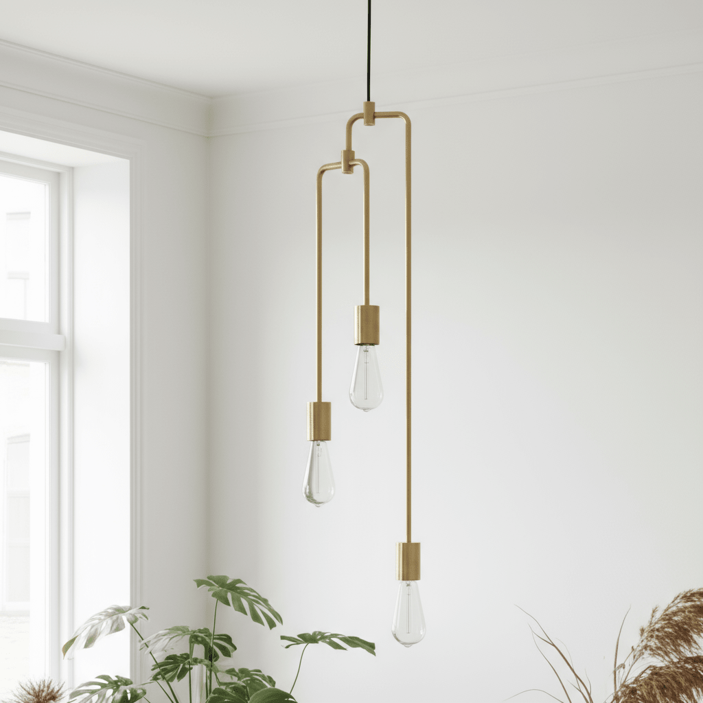 Taklampe 3 armer metall gull 29 x 21 x 84 cm - Lindas Dekor