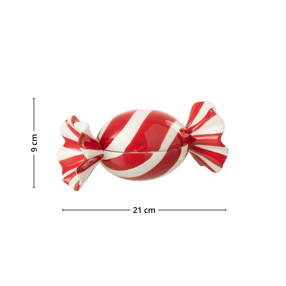 Godterijulekrukke i keramik, rød/hvid - Lindas Dekor